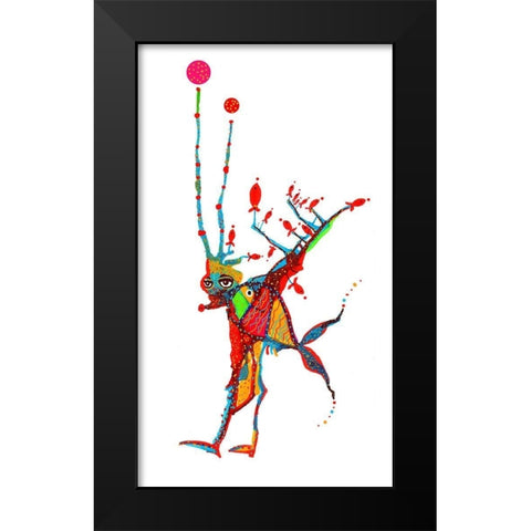 Fish Man Black Modern Wood Framed Art Print by Kwerki Studios
