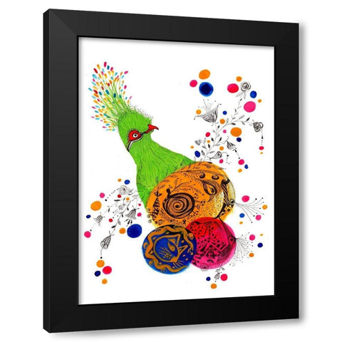 Happy Dots Flora Black Modern Wood Framed Art Print with Double Matting by Kwerki Studios