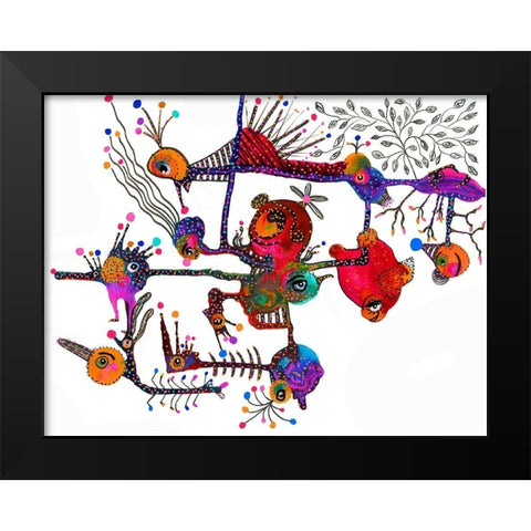 In A Maze Black Modern Wood Framed Art Print by Kwerki Studios