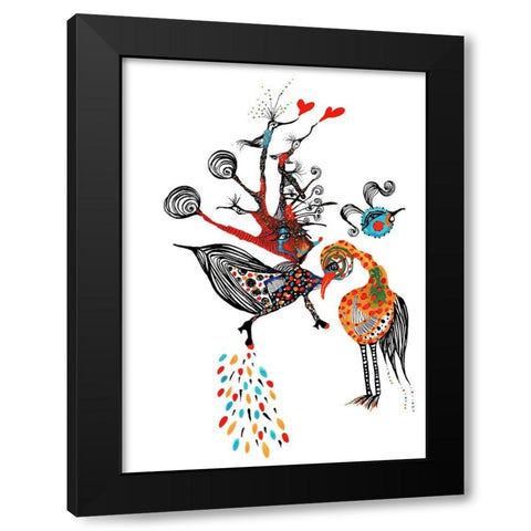 Woodland Butterfly Floating Bunny Black Modern Wood Framed Art Print by Kwerki Studios
