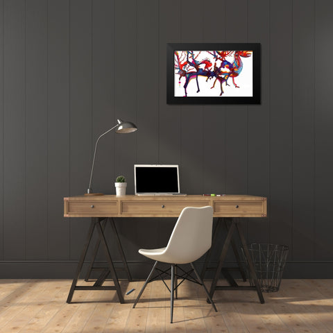 Woodland Creatures Black Modern Wood Framed Art Print by Kwerki Studios