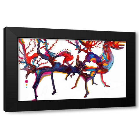 Woodland Creatures Black Modern Wood Framed Art Print with Double Matting by Kwerki Studios