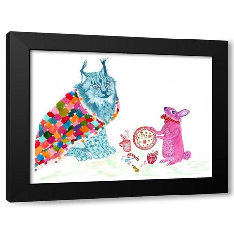 Jojo And Coco Black Modern Wood Framed Art Print with Double Matting by Kwerki Studios