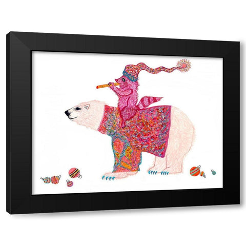 Mistelpaws And Snowpea Black Modern Wood Framed Art Print by Kwerki Studios