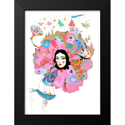 Bloom Black Modern Wood Framed Art Print by Kwerki Studios