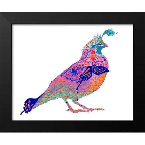 Butterfly Quail Black Modern Wood Framed Art Print by Kwerki Studios