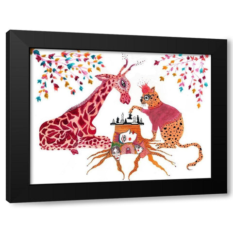 Chess Queens Black Modern Wood Framed Art Print by Kwerki Studios