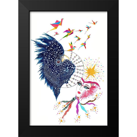 Dream On Black Modern Wood Framed Art Print by Kwerki Studios