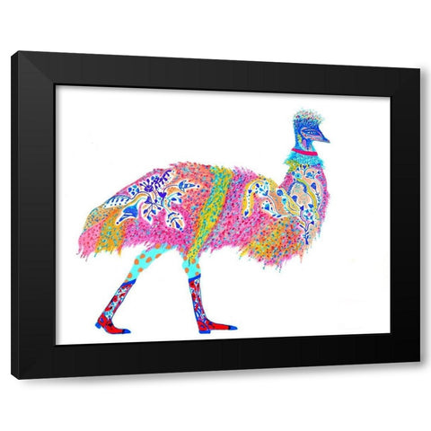 Ella Emu Black Modern Wood Framed Art Print by Kwerki Studios