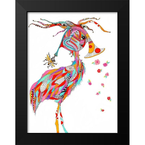 French Horn Bird Black Modern Wood Framed Art Print by Kwerki Studios