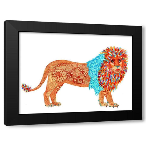 Jeffery Lion Black Modern Wood Framed Art Print by Kwerki Studios