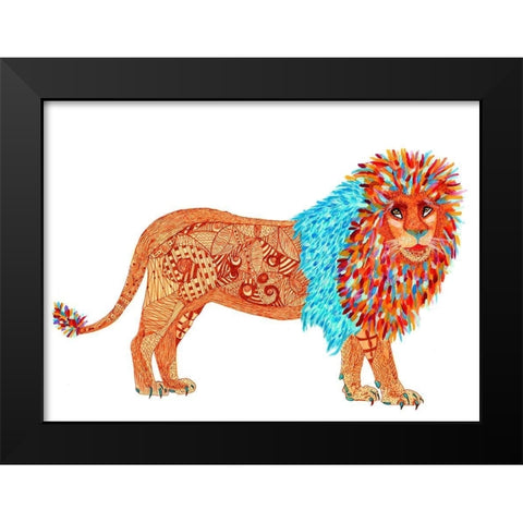 Jeffery Lion Black Modern Wood Framed Art Print by Kwerki Studios