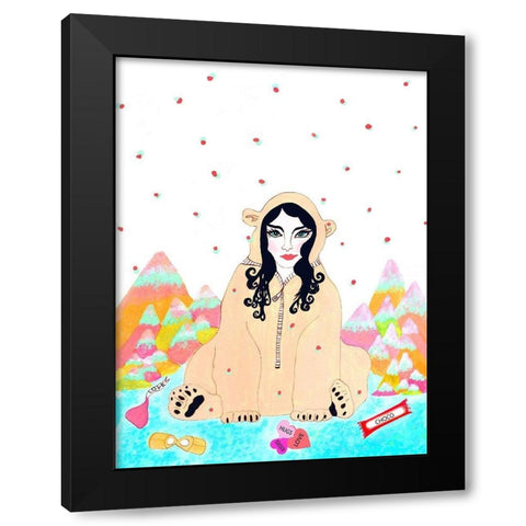 Polar Bear Suit Black Modern Wood Framed Art Print by Kwerki Studios