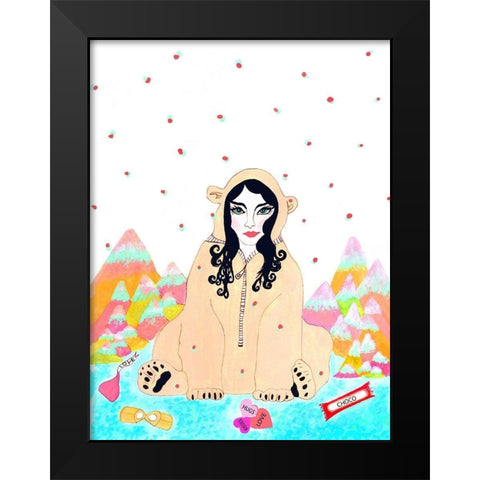 Polar Bear Suit Black Modern Wood Framed Art Print by Kwerki Studios