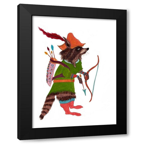 Robinhood Racoon Black Modern Wood Framed Art Print by Kwerki Studios