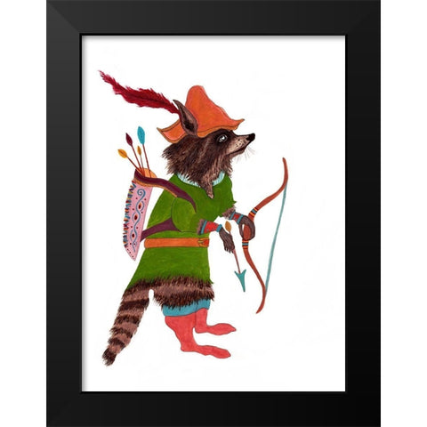 Robinhood Racoon Black Modern Wood Framed Art Print by Kwerki Studios