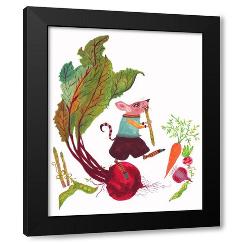Sigmund and Asparagus Flute Black Modern Wood Framed Art Print with Double Matting by Kwerki Studios