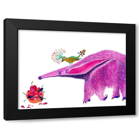 Twinkles Cherry Ant Pie Black Modern Wood Framed Art Print with Double Matting by Kwerki Studios