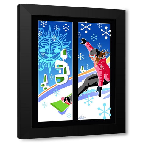 Snowboarder Black Modern Wood Framed Art Print with Double Matting by Hunter, Larry