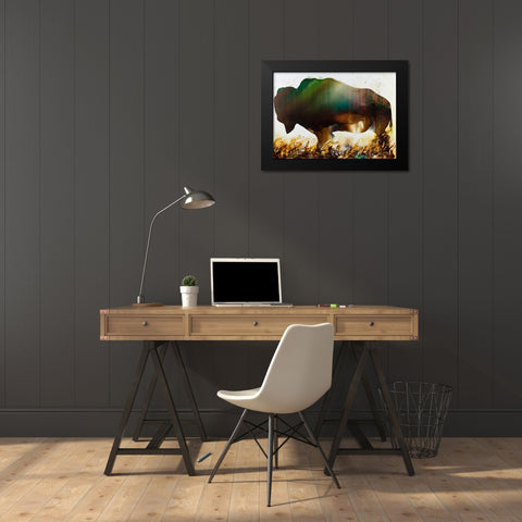 Roaming the Plains Black Modern Wood Framed Art Print by Art by Leslie Franklin