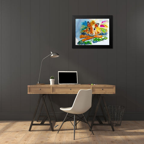 Eating My Veggies Black Modern Wood Framed Art Print by Art by Leslie Franklin