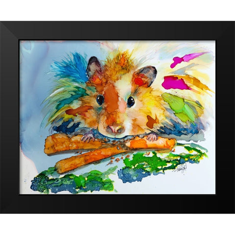 Eating My Veggies Black Modern Wood Framed Art Print by Art by Leslie Franklin