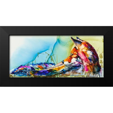 Thinking Outside the Fox Black Modern Wood Framed Art Print by Art by Leslie Franklin