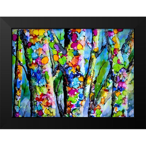 Birches with Bling Black Modern Wood Framed Art Print by Art by Leslie Franklin