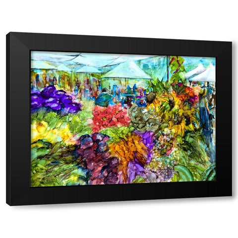 At the Market Black Modern Wood Framed Art Print by Art by Leslie Franklin