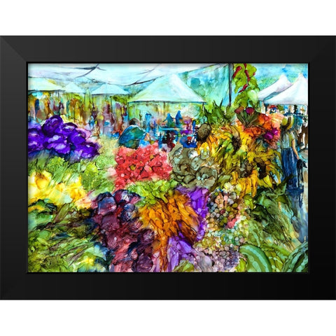 At the Market Black Modern Wood Framed Art Print by Art by Leslie Franklin