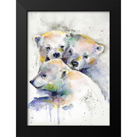 Huddled for Warmth Black Modern Wood Framed Art Print by Art by Leslie Franklin