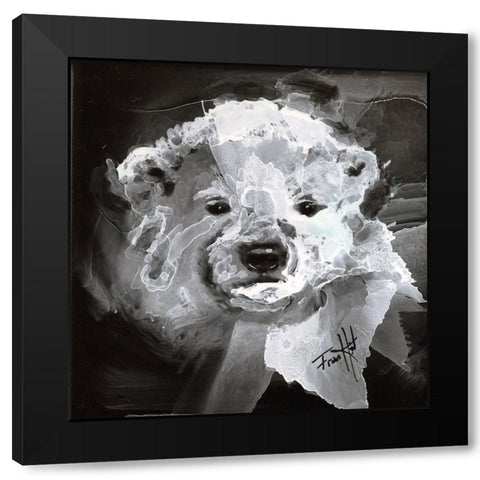 Polar Bear Cub Black Modern Wood Framed Art Print by Art by Leslie Franklin
