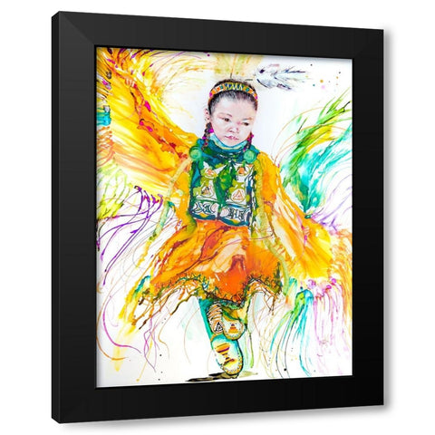 The Shawl Dancer Black Modern Wood Framed Art Print by Art by Leslie Franklin
