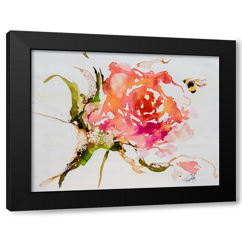 Buzy Pollinating Black Modern Wood Framed Art Print with Double Matting by Art by Leslie Franklin