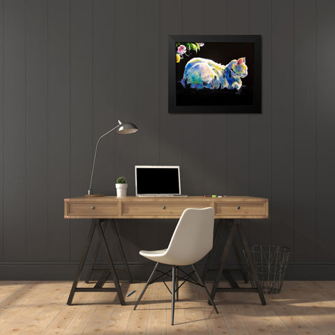 Catio Black Modern Wood Framed Art Print by Art by Leslie Franklin