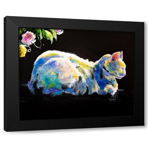 Catio Black Modern Wood Framed Art Print with Double Matting by Art by Leslie Franklin