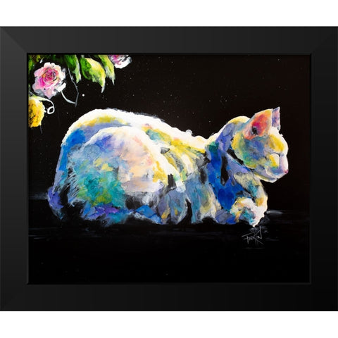 Catio Black Modern Wood Framed Art Print by Art by Leslie Franklin