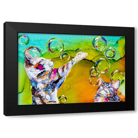 Double Bubble Black Modern Wood Framed Art Print by Art by Leslie Franklin