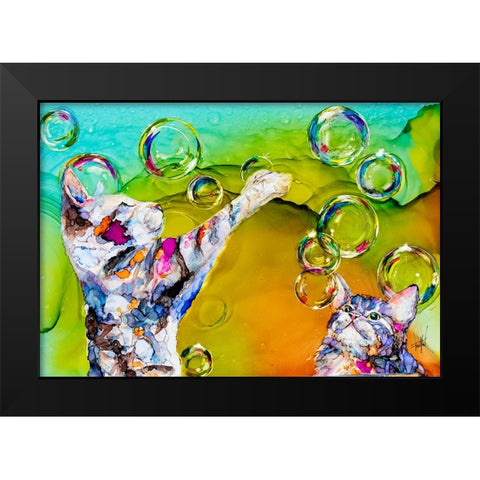 Double Bubble Black Modern Wood Framed Art Print by Art by Leslie Franklin
