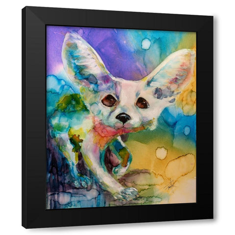 Im a Bit Fennec-y Black Modern Wood Framed Art Print by Art by Leslie Franklin