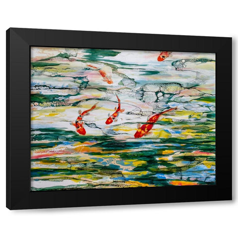 Koi Pond Black Modern Wood Framed Art Print by Art by Leslie Franklin