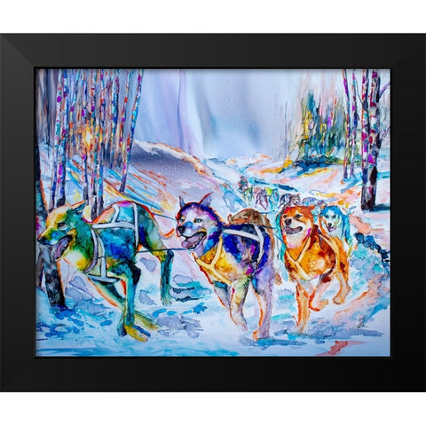 Paws in Motion Black Modern Wood Framed Art Print by Art by Leslie Franklin