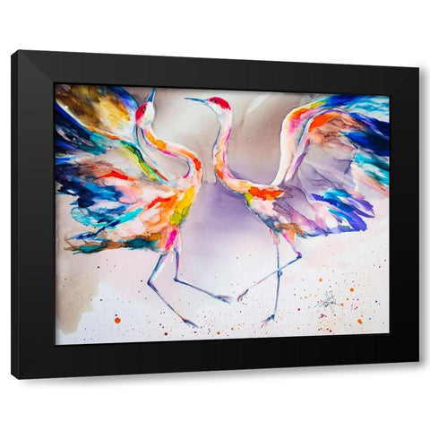 The Dating Crane Black Modern Wood Framed Art Print by Art by Leslie Franklin