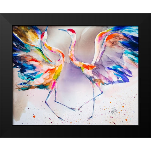The Dating Crane Black Modern Wood Framed Art Print by Art by Leslie Franklin