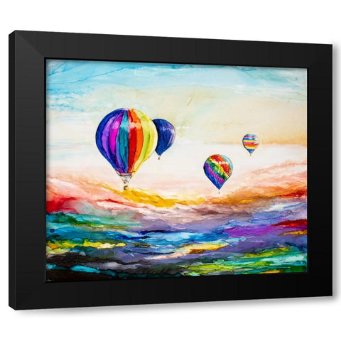 Up Up and Away Black Modern Wood Framed Art Print with Double Matting by Art by Leslie Franklin