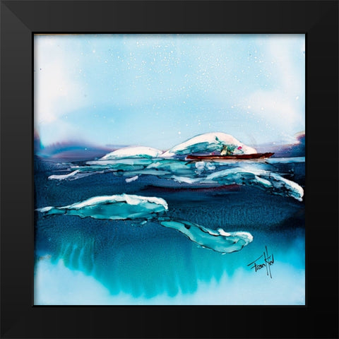 Beluga Escort Black Modern Wood Framed Art Print by Art by Leslie Franklin