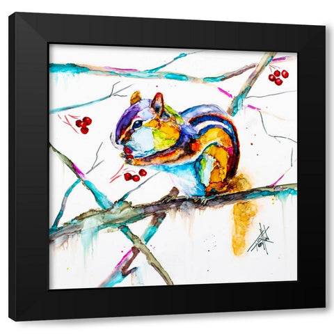Chipmunk Cheeks Black Modern Wood Framed Art Print by Art by Leslie Franklin