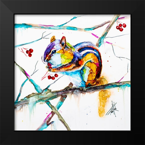 Chipmunk Cheeks Black Modern Wood Framed Art Print by Art by Leslie Franklin