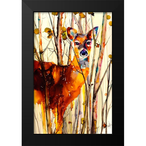 Oh Deer 2 Black Modern Wood Framed Art Print by Art by Leslie Franklin