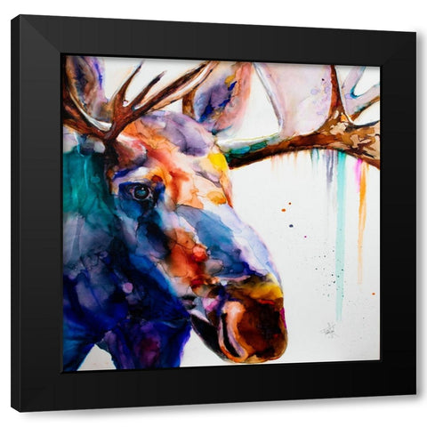 Somewhat A Moosing Black Modern Wood Framed Art Print by Art by Leslie Franklin